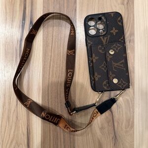 *Repurposed* Louis Vuitton Monogram iPhone 16 Pro Max Phone Case with Strap